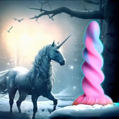 7.88'' Glow-in-the-Dark Multicolor Medical-Grade Silicone Spiral Fantasy Dildo