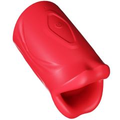 Customizable 3.94 Inch Red 9-Speed App-Controlled Waterproof Rechargeable Silicone Tongue Male Masturbator