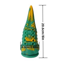 8.12'' Green + Yellow Medical‑Grade Silicone Fantasy Tentacle Dildo