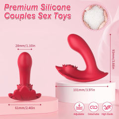 9-Mode Red Wearable App-Controlled Vibrator with Strap with Remote Controller