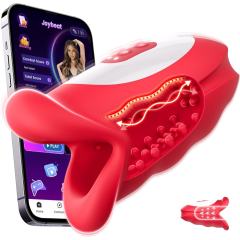 10-Mode Red App-Controlled Rechargeable Mouth-Shaped Waving-Motion Stroker