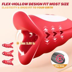 10-Mode Red App-Controlled Rechargeable Mouth-Shaped Waving-Motion Stroker