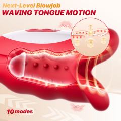 10-Mode Red App-Controlled Rechargeable Mouth-Shaped Waving-Motion Stroker