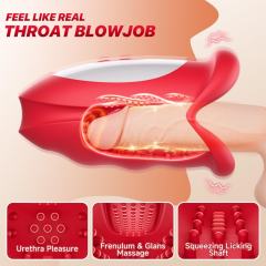 10-Mode Red App-Controlled Rechargeable Mouth-Shaped Waving-Motion Stroker