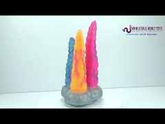 Customizable Multicolor 100% Medical-Grade Silicone Fantasy Monster Dildo with Triple Tentacle Design