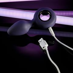 12-Mode Rechargeable Vibrating Dark Purple Silicone Butt Plug
