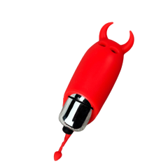 Red Devil-Themed Single-Speed Silicone Bullet Vibrator