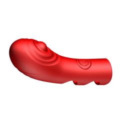 10-Mode Red Rechargeable Waterproof Silicone Finger-Grip Vibrator