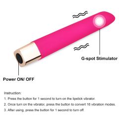 16 Modes Magenta Waterproof Rechargeable Slim Silicone Bullet Vibrator