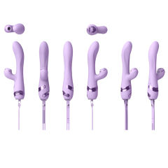 10 Modes Purple Waterproof Rechargeable Silicone Vibrator with Suction & Teaser Tail