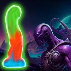 8.47'' Multicolor Glow-in-the-Dark Tentacle Fantasy Silicone Dildo with Suction Base