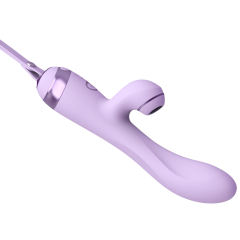 10 Modes Purple Waterproof Rechargeable Silicone Vibrator with Suction & Teaser Tail