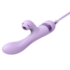 10 Modes Purple Waterproof Rechargeable Silicone Vibrator with Suction & Teaser Tail