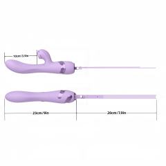 Customizable 10 Modes Purple Waterproof Rechargeable Silicone Vibrator with Suction & Teaser Tail
