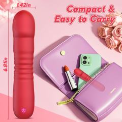6.7 Inch 10-Mode Red Waterproof Rechargeable Silicone Thrusting Vibrator