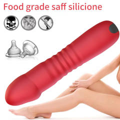 6.7 Inch 10-Mode Red Waterproof Rechargeable Silicone Thrusting Vibrator