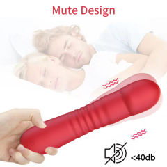 6.7 Inch 10-Mode Red Waterproof Rechargeable Silicone Thrusting Vibrator