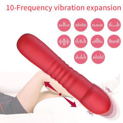 6.7 Inch 10-Mode Red Waterproof Rechargeable Silicone Thrusting Vibrator