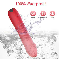 6.7 Inch 10-Mode Red Waterproof Rechargeable Silicone Thrusting Vibrator