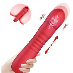 6.7 Inch 10-Mode Red Waterproof Rechargeable Silicone Thrusting Vibrator