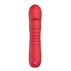 Customizable 6.7 Inch 10-Mode Red Waterproof Rechargeable Silicone Thrusting Vibrator
