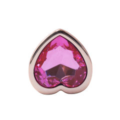 Rose Gold Metal Anal Plug Set (3 Sizes) with Heart-Shaped Pink Gem Base