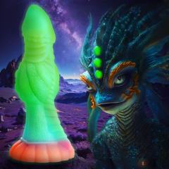 8.47'' Multicolor Glow-in-the-Dark Textured Design Alien Fantasy Silicone Dildo with Suction Base