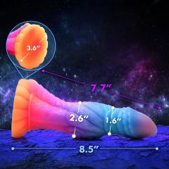 8.47'' Multicolor Glow-in-the-Dark Textured Design Alien Fantasy Silicone Dildo with Suction Base