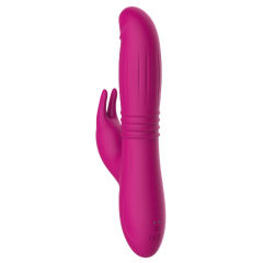 8.67 Inch 8-Mode Waterproof Rechargeable Magenta Inflatable Thrusting Silicone Rabbit Vibrator with Dual Stimulation
