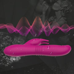8.67 Inch 8-Mode Waterproof Rechargeable Magenta Inflatable Thrusting Silicone Rabbit Vibrator with Dual Stimulation