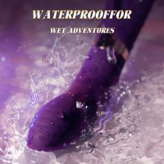 8.79 Inch 10-Mode Waterproof Rechargeable Purple Silicone Vibrator with Flapping Arm and Dual Stimulation