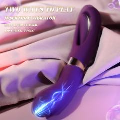 8.79 Inch 10-Mode Waterproof Rechargeable Purple Silicone Vibrator with Flapping Arm and Dual Stimulation