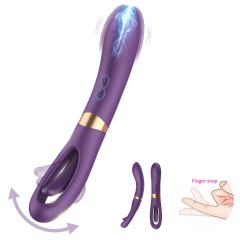 8.79 Inch 10-Mode Waterproof Rechargeable Purple Silicone Vibrator with Flapping Arm and Dual Stimulation