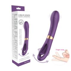 8.79 Inch 10-Mode Waterproof Rechargeable Purple Silicone Vibrator with Flapping Arm and Dual Stimulation