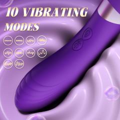 8.79 Inch 10-Mode Waterproof Rechargeable Purple Silicone Vibrator with Flapping Arm and Dual Stimulation