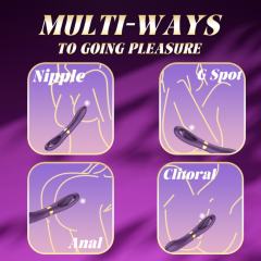 8.79 Inch 10-Mode Waterproof Rechargeable Purple Silicone Vibrator with Flapping Arm and Dual Stimulation
