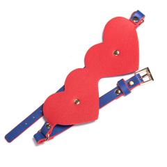 Red & Blue Heart-Shaped PU Blindfold with Adjustable Strap with Retail Box Packaging
