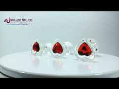 Customizable Clear Glass Anal Plug Set (3 Sizes) with Heart-Shaped Red Gem Base