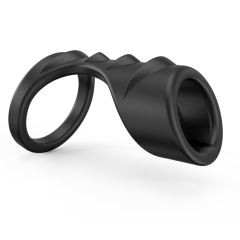 Black Textured Silicone Cock Ring with Retail Box Packaging