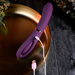 8.79 Inch 10-Mode Waterproof Rechargeable Purple Silicone Vibrator with Flapping Arm and Dual Stimulation