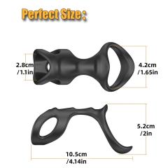 4.14'' Black Dual Loop Silicone Cock Ring with Retail Box Packaging