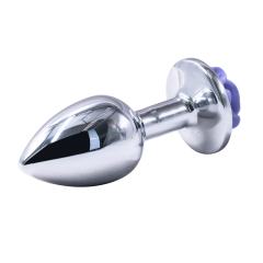 3.07'' Silver Metal Anal Plug with Purple Rose Base