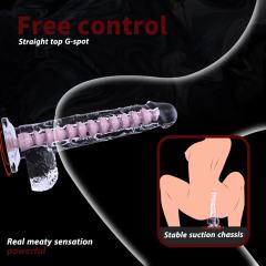 7.49'' Clear Crystal Realistic Dildo with Textured Pink Spiral Core and Suction Cup Base