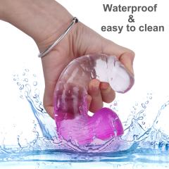 8.27'' Clear-to-Magenta Crystal Realistic Dildo with Suction Cup