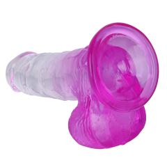 8.27'' Clear-to-Magenta Crystal Realistic Dildo with Suction Cup