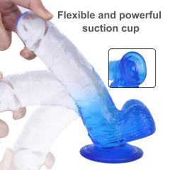 8.27'' Clear-to-Blue Crystal Realistic Dildo with Suction Cup