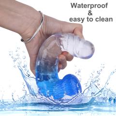 8.27'' Clear-to-Blue Crystal Realistic Dildo with Suction Cup