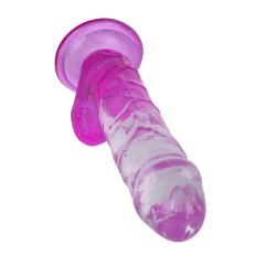 8.27'' Clear-to-Magenta Crystal Realistic Dildo with Suction Cup