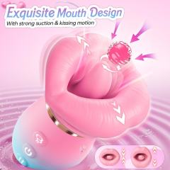 4.85'' Pink-Blue 5-in-1 Oral Vibrator – Rotating, Sucking, Tongue-Licking, 10 Modes, App-Controlled, USB-Magnetic Rechargeable, Waterproof