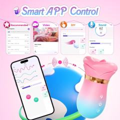 4.85'' Pink-Blue 5-in-1 Oral Vibrator – Rotating, Sucking, Tongue-Licking, 10 Modes, App-Controlled, USB-Magnetic Rechargeable, Waterproof